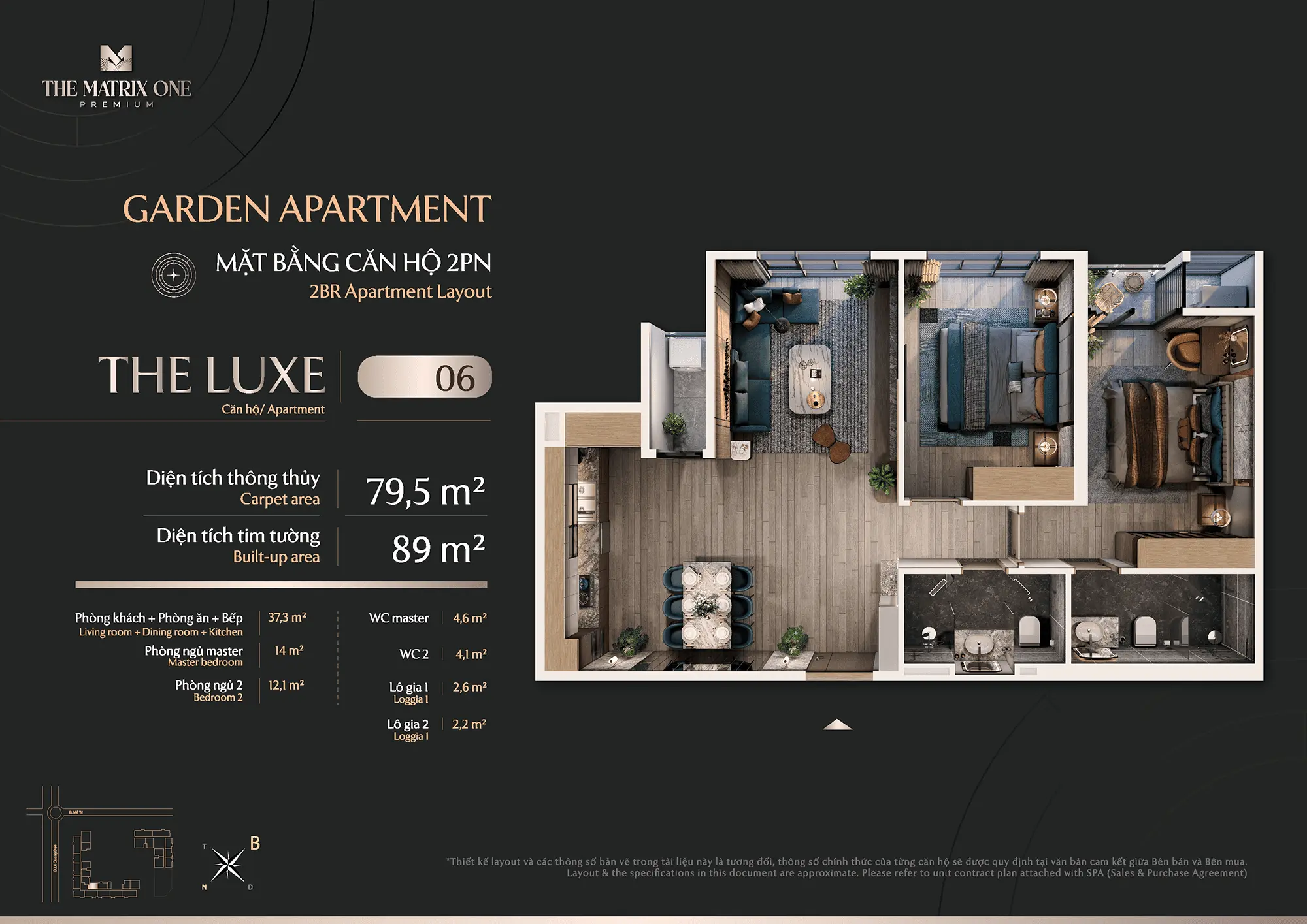 Layout căn hộ 2 Phòng Ngủ, Số 06 tòa The Luxe dự án The Matrix One Premium Layout căn hộ 2 Phòng Ngủ, Số 06 tòa The Luxe dự án The Matrix One Premium