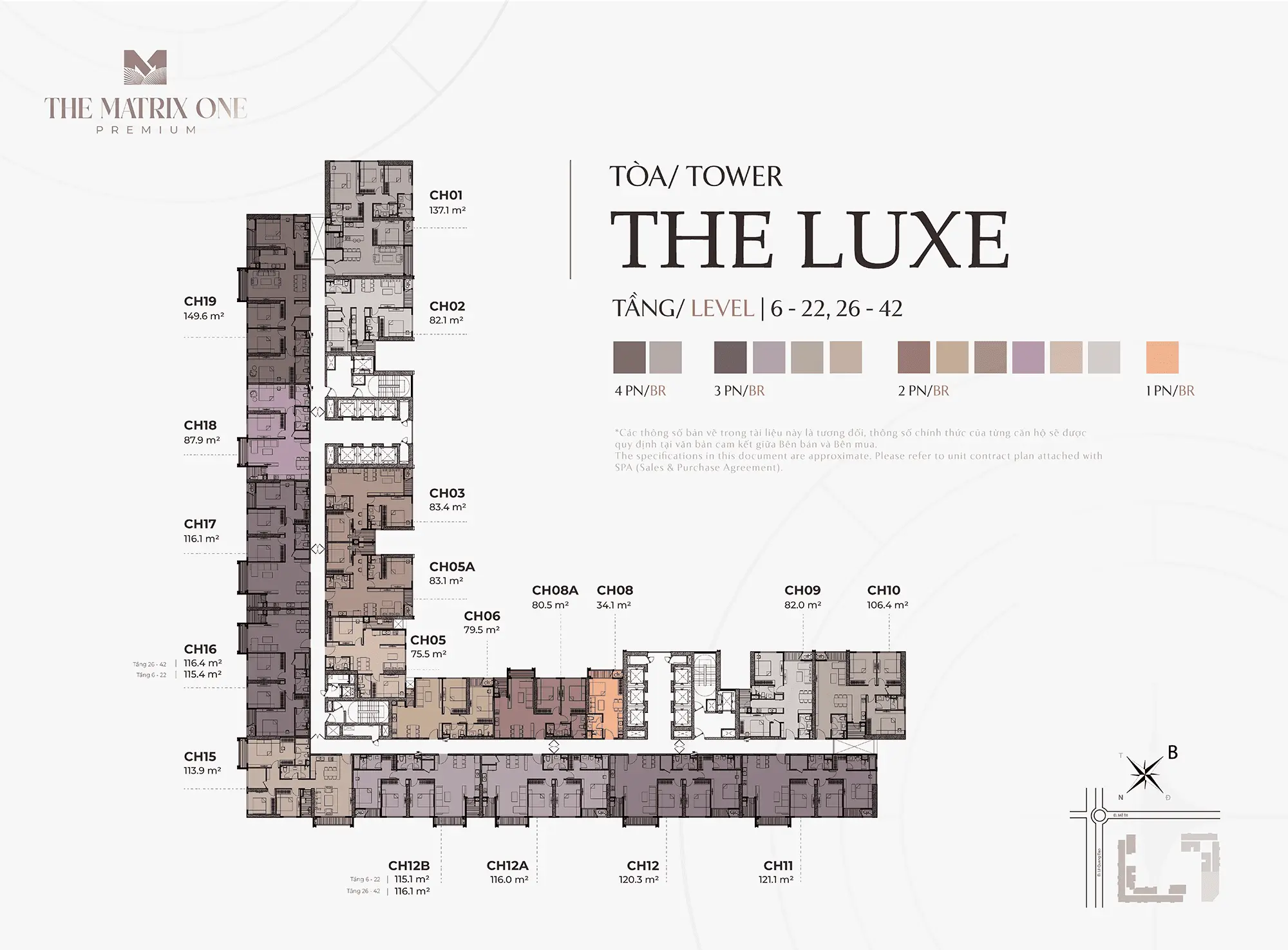 Mặt bằng điển hình Tầng 6 đến Tầng 22 và Tầng 26 đến Tầng 42 tòa The Luxe tại dự án The Matrix One Premium của chủ đầu tư MIK Group Mặt bằng điển hình Tầng 6 đến Tầng 22 và Tầng 26 đến Tầng 42 tòa The Luxe tại dự án The Matrix One Premium của chủ đầu tư MIK Group