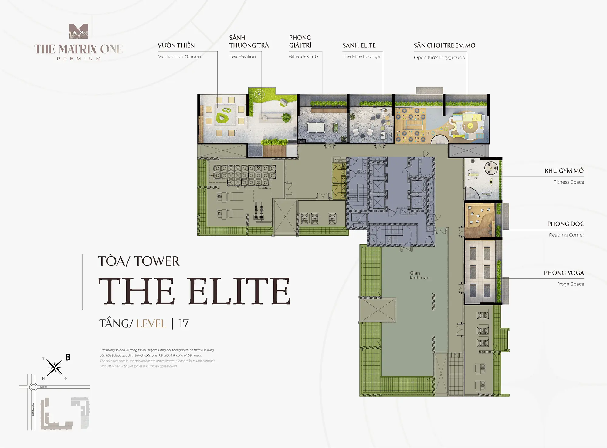 Mặt bằng tiện ích Tầng 17, Tòa The Elite tại dự án The Matrix One Premium Mễ Trì Mặt bằng tiện ích Tầng 17, Tòa The Elite tại dự án The Matrix One Premium Mễ Trì