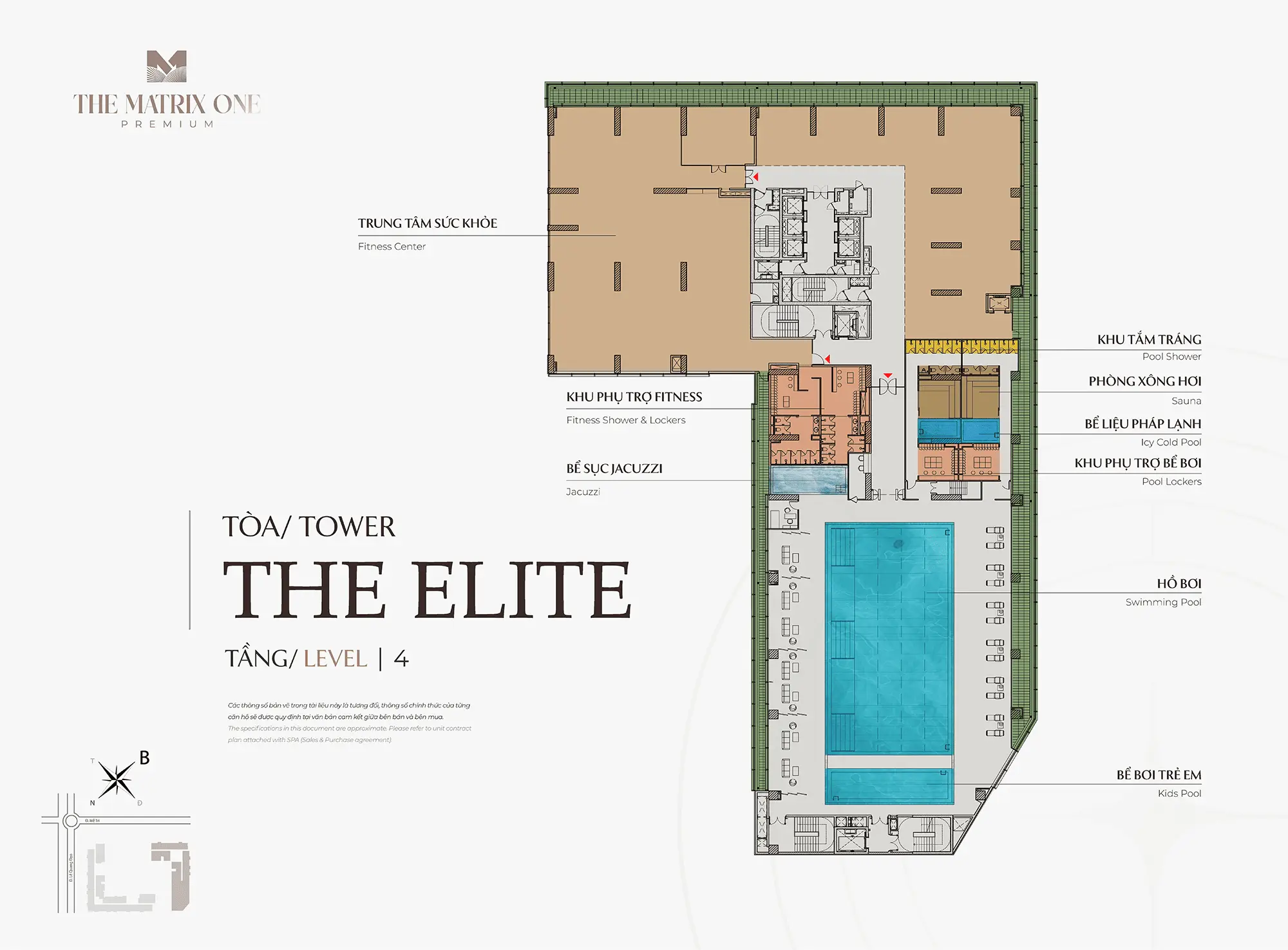 Mặt bằng tiện ích Tầng 4, Tòa The Elite tại dự án The Matrix One Premium Mễ Trì Mặt bằng tiện ích Tầng 4, Tòa The Elite tại dự án The Matrix One Premium Mễ Trì