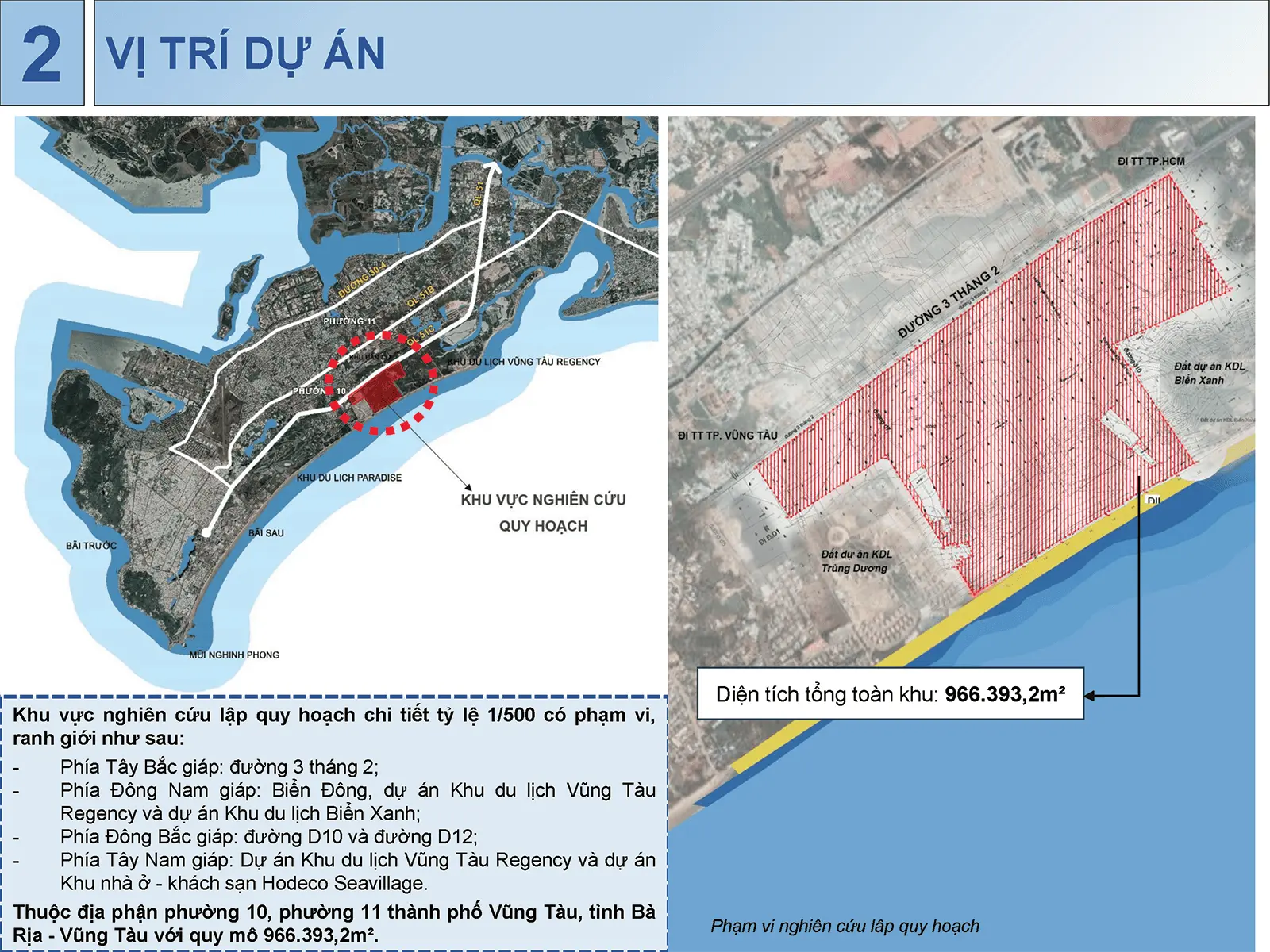 Bản đồ vị trí dự án Sun Group Vũng Tàu với diện tích quy hoạch 966.393,2m², nằm tại phường 10 và 11, TP. Vũng Tàu.