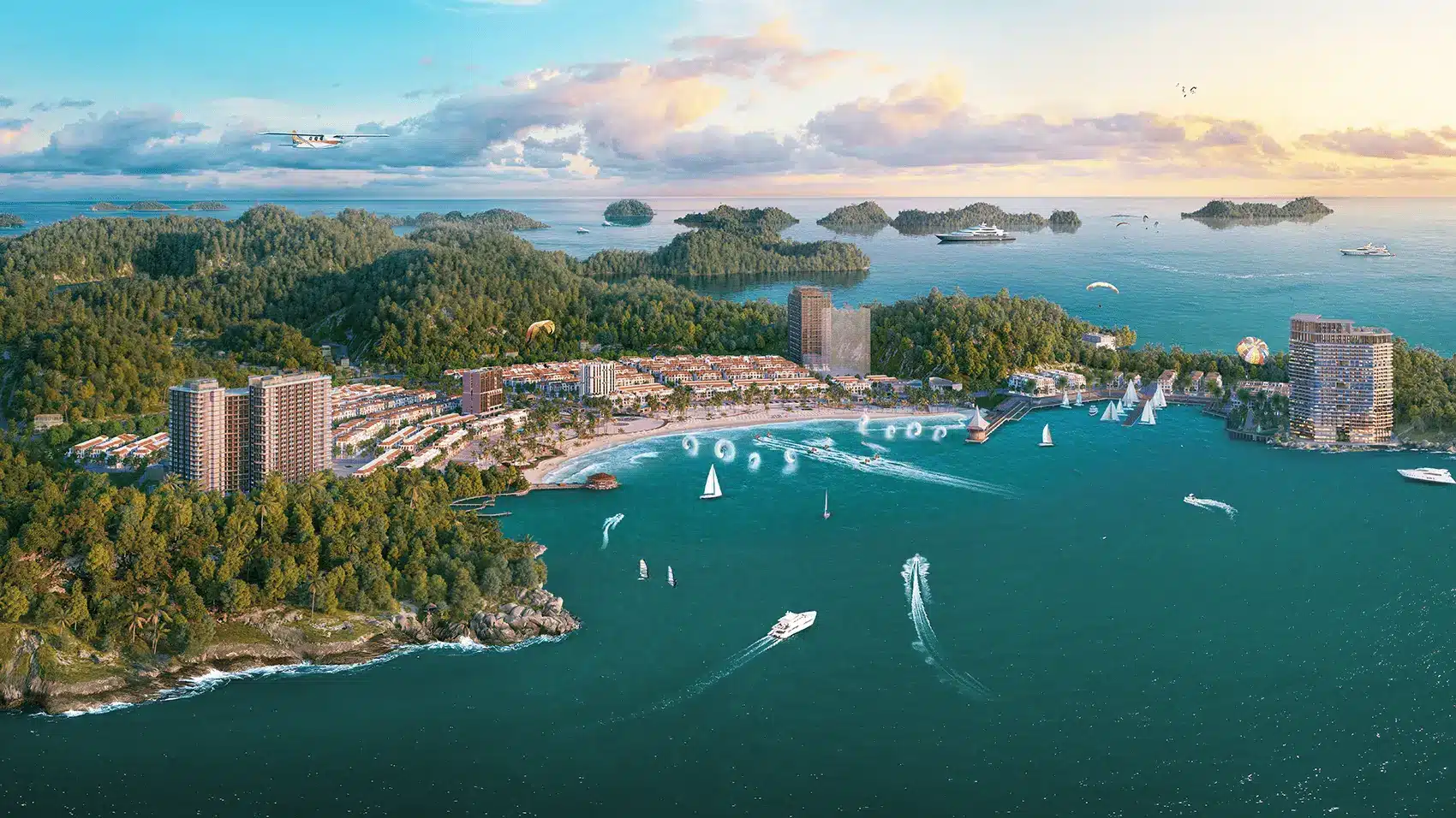 Toàn cảnh dự án Xanh Island Cát Bà với quy mô 50 ha tại Vịnh trung tâm Cát Bà.